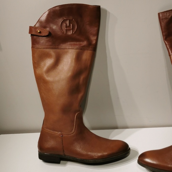 Tommy Hilfiger women's leather Brown boots - Picture 2 of 12